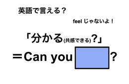 英語で「分かる(共感できる)？」は何て言う？
