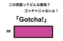 この英語ってどんな意味？「Gotcha!」