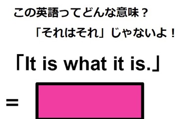 この英語ってどんな意味？「It is what it is.」 画像