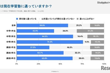 通塾形態…中学生は集団指導、高校生は「個別指導」が最多 画像