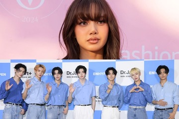 BLACKPINKリサ＆ENHYPEN「コーチェラ」集合ショット「身長差最高」「姫を守るボディガード」と反響 画像