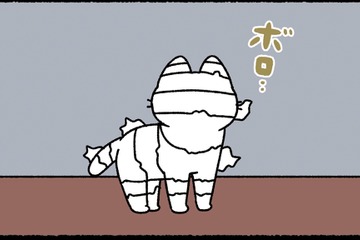 ボロボロだけど大丈夫？ 猫のミイラをブラッシングすると、ピカピカに大変身！【ねこもんすたー ニャーオ! ＃６】 画像