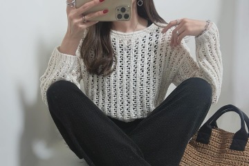 旬の「メッシュニット」。ざっくり編みが軽やかな大人のゆるカジュアル【40代の毎日コーデ】 画像