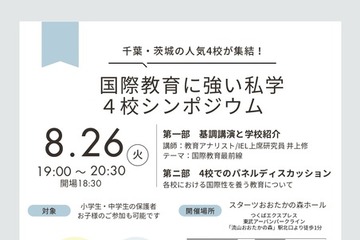 【中学受験】【高校受験】千葉、茨城の国際教育に強い私学シンポ8/26 画像