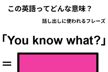 この英語ってどんな意味？「You know what」 画像
