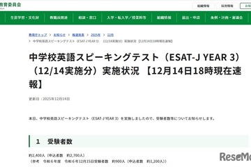 【高校受験2026】東京都「ESAT-J」追再試験約2,400人が受験…解答例12/15公開 画像