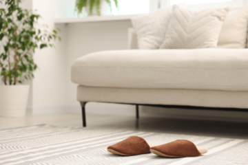 休日の朝…ソファの上にスリッパが2つ！？そっと並べた“意外な犯人”にほっこり 画像