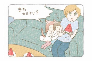お休みの日はあいにくの雨。1日の終わりに響いた「ドーン!!」、その正体は？【夜が明けるとき猫がそばにいれば #９】 画像