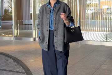 一枚でサマになるカーディガンをアウター風に着こなす。こなれ感たっぷりのリラックスな冬の装い【40代の毎日コーデ】 画像