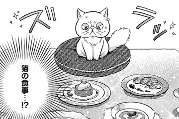 お風呂に入れてもらって体がふわふわ！お腹が空いたと思ったら豪華なごちそうまで！【根暗騎士による溺愛満喫中のブサ猫、実は聖女です！#26】 画像