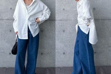 究極シンプルでおしゃれな白シャツ×デニムの旬スタイル。シルエットが美しく体型カバーも叶える着こなし【40代の毎日コーデ】 画像