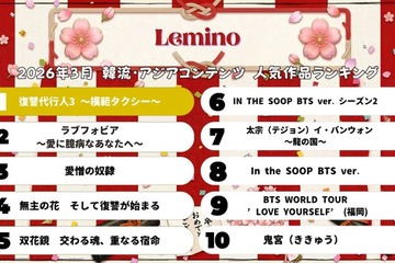 Lemino、3月の韓流・アジア人気作品ランキング発表 1位作品は5ヶ月連続首位キープ 画像