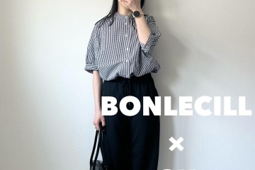 【GU】黒のバレルパンツにギンガムチェックを合わせて。モノトーンの大人カジュアルの着こなし【40代の毎日コーデ】 画像