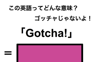 この英語ってどんな意味？「Gotcha!」 画像