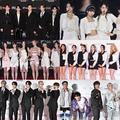 （上段左から時計回り）Stray Kids、LE SSERAFIM、TWICE、iKON、ENHYPEN、Kep1er （C）モデルプレス