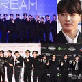 （上段左から時計回り）SEVENTEEN（C）モデルプレス、JUNG KOOK／photo by Getty Images、ジヒョ、ENHYPEN、Stray Kids（C）モデルプレス