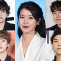 （中央）IU／Photo by Getty Images、（上段左から）V、J-HOPE／Photo by Getty Images、（下段左から）アントン（C）モデルプレス、G-DRAGON／Photo by Getty Images