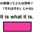 この英語ってどんな意味？「It is what it is.」 画像