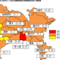 神奈川県のインフルエンザ流行分布（第50週：2024年12月9日～15日）