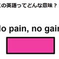 この英語ってどんな意味？「No pain, no gain. 」