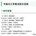 今後の入学者決定の日程（一般枠募集）