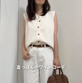 【GU】ボタンセーターが主役。爽やかさ満点の夏っぽホワイトスタイル【40代の毎日コーデ】 画像