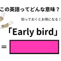 この英語ってどんな意味？「Early bird」
