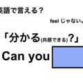英語で「分かる(共感できる)？」は何て言う？