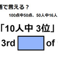 英語で「10人中3位」は何て言う？ 画像