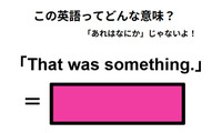 この英語ってどんな意味？「That was something.」 画像