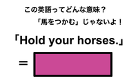 この英語ってどんな意味？「Hold your horses.」 画像